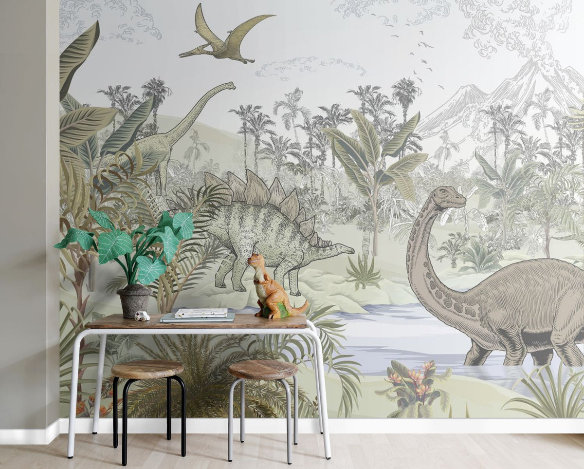 Sanders & Sanders fotobehang dinosaurussen groen - 350 x 279 cm - 950038
