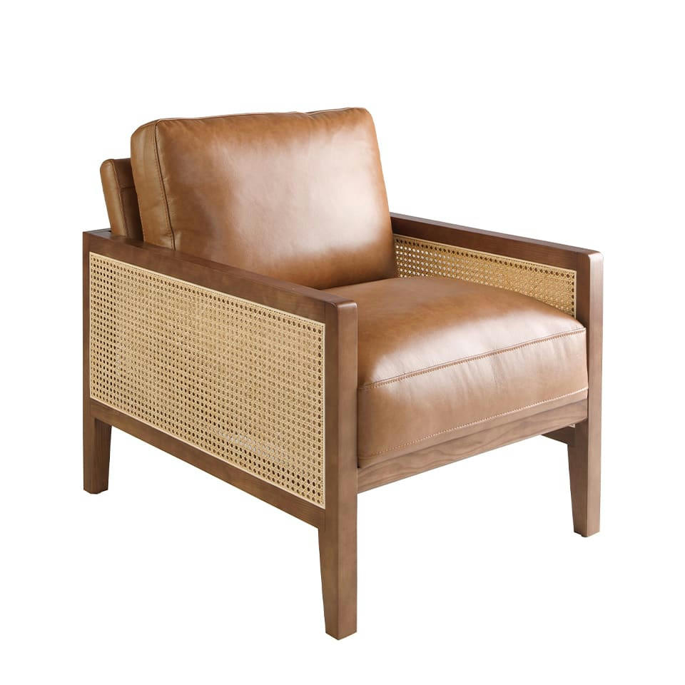 - Fauteuil en cuir marron
