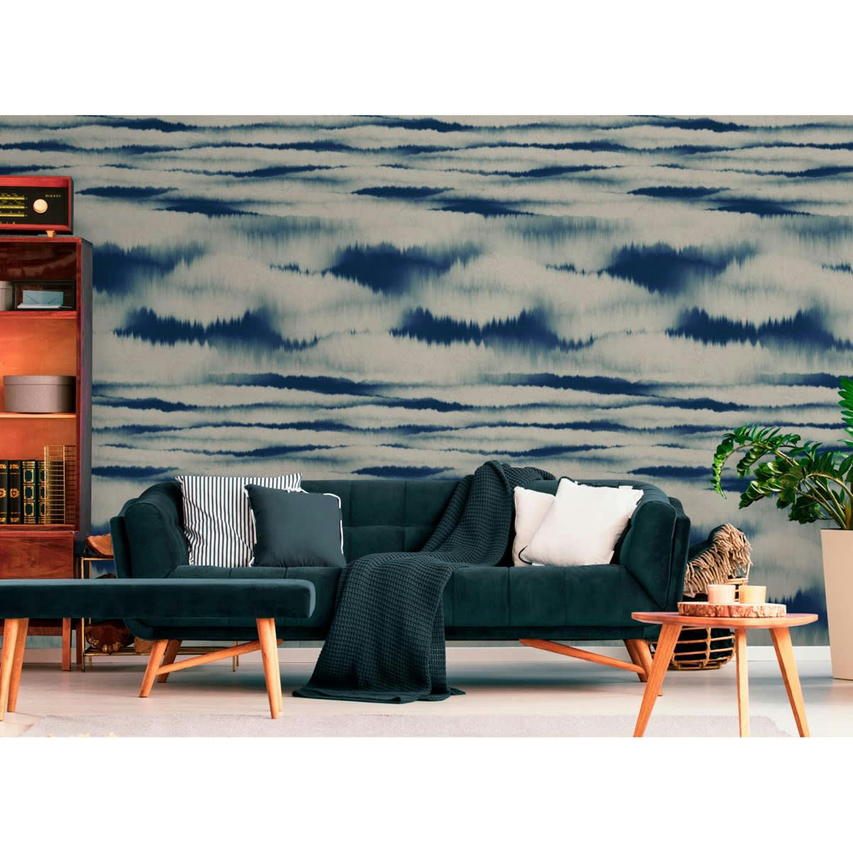 BAÏNA BLUE - Papier peint panoramique motif imprimé Multicolore 384x275cm