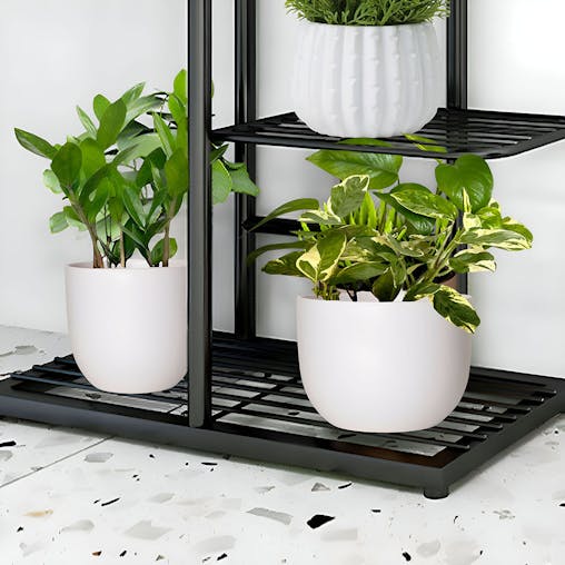 SOGA 8-Tier 9-Pot Black Metal Plant Stand Flowerpot Display Shelf Rack