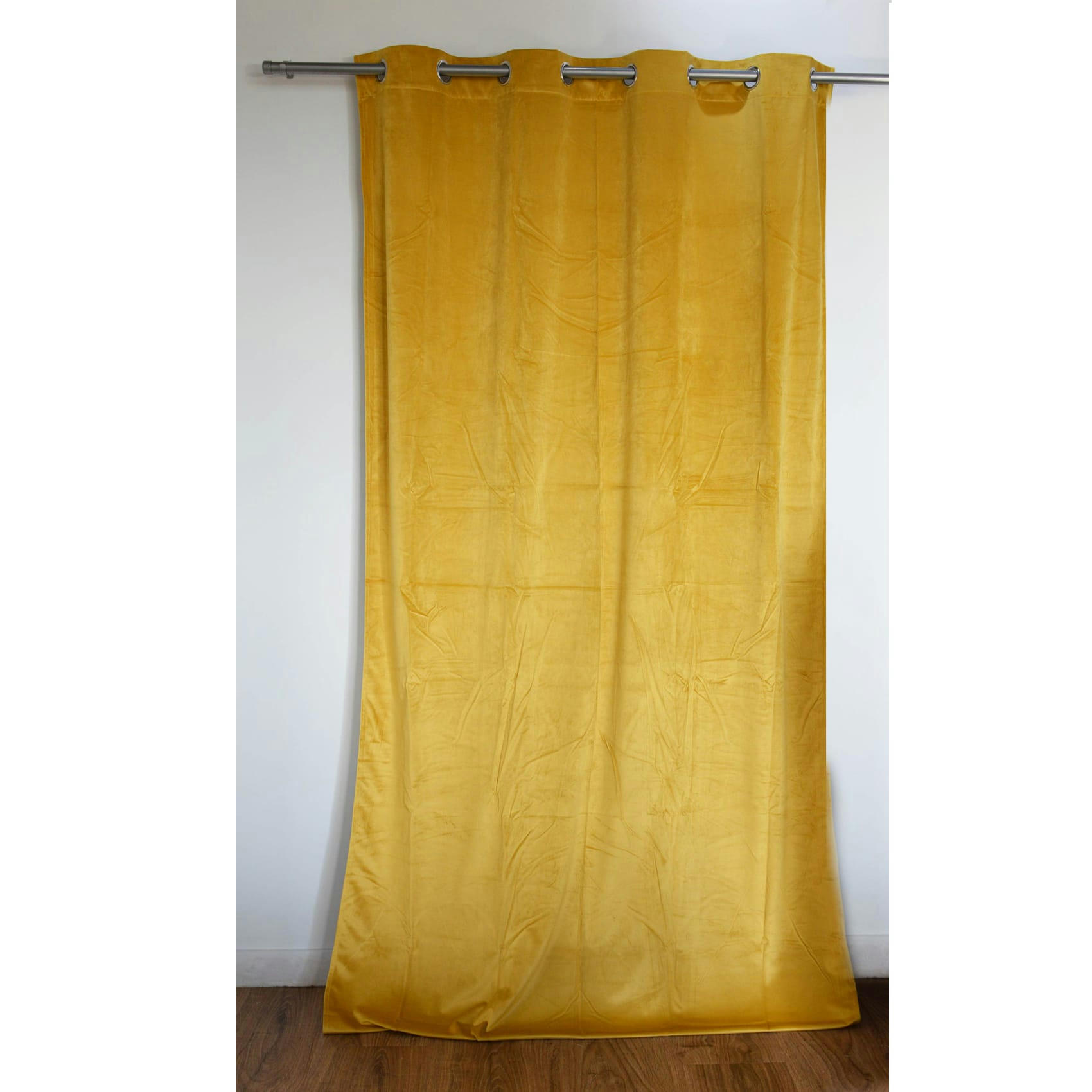 - Rideau en velours occultant polyester jaune ocre 140x260 cm