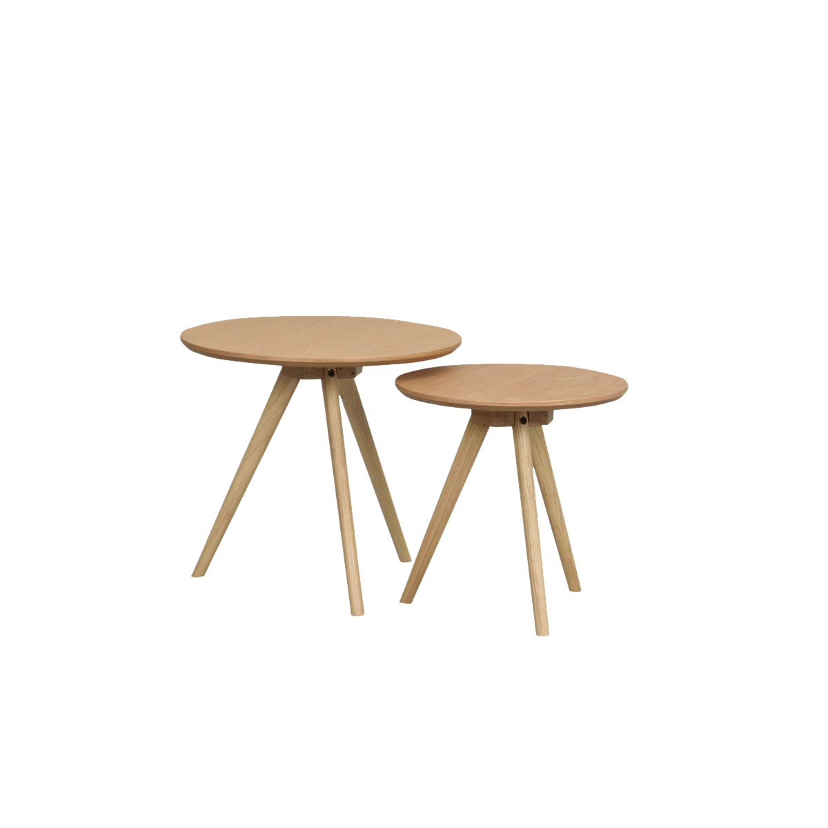 Rowico Home Yumi Set van 2 Ronde Houten Bijzettafels - Naturel