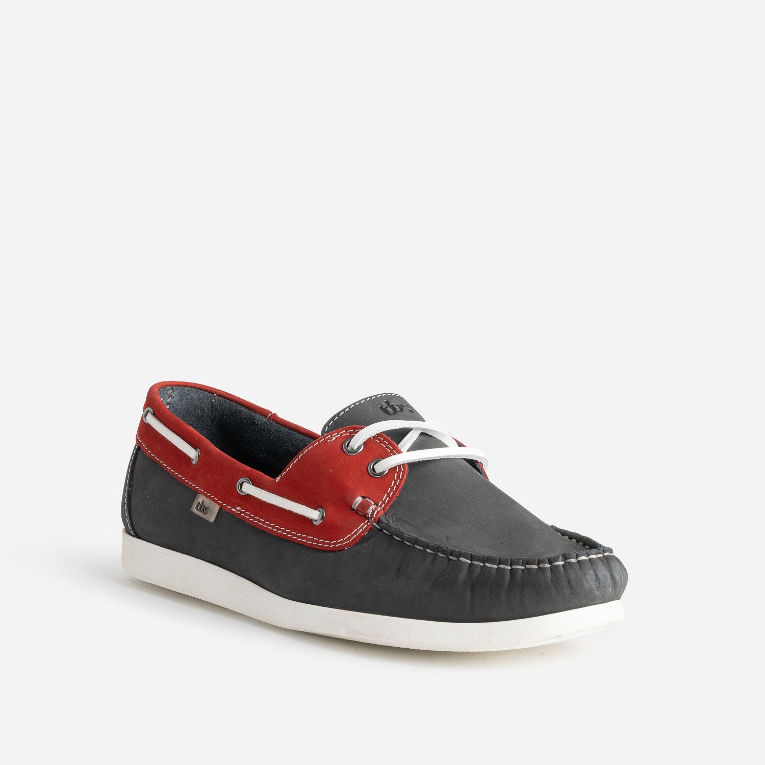 Chaussure bateau TBS marine et rouge cuir nubuck