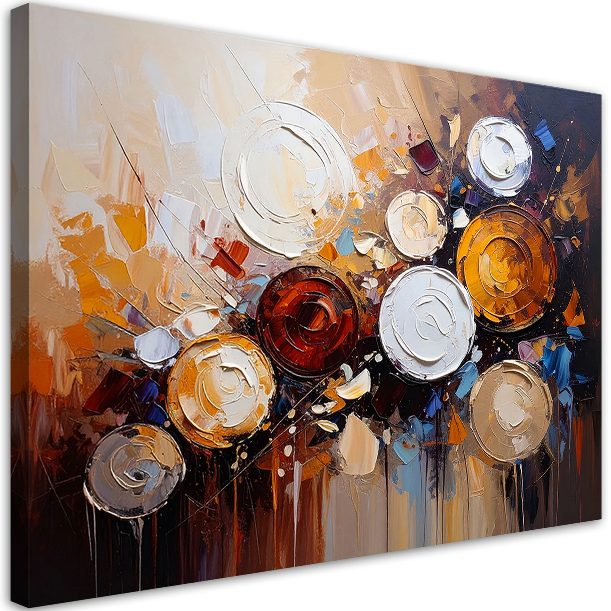 Feeby Obraz Abstrakcja do salonu, Kolorowe Kule Okręgi Beżowy 60x40