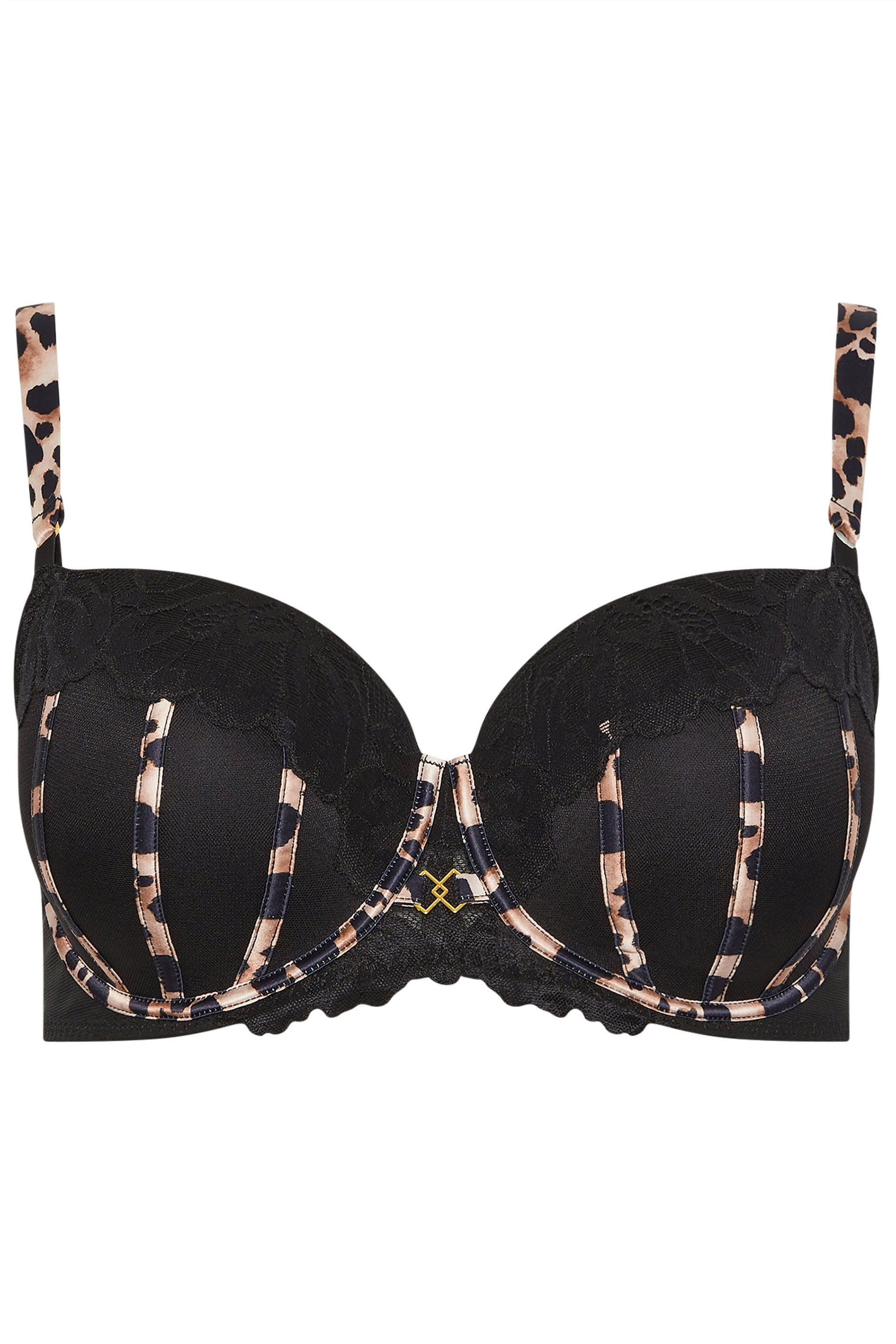 Yours Lace Leopard Trim Padded Bra