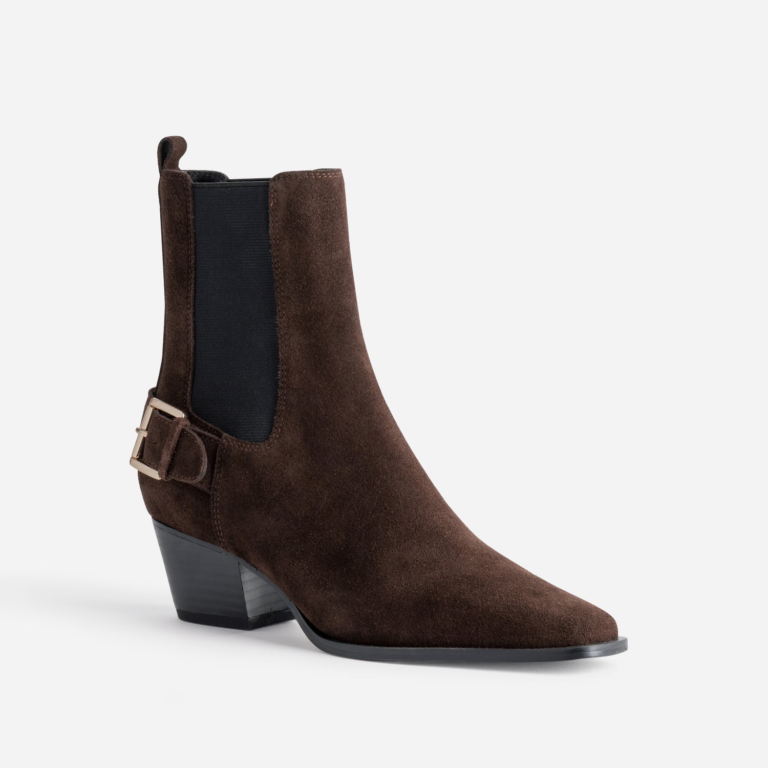 Boots TEXTO marron cuir velours esprit motard