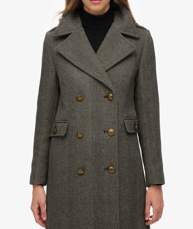 Double Breasted Wool Blend Coat