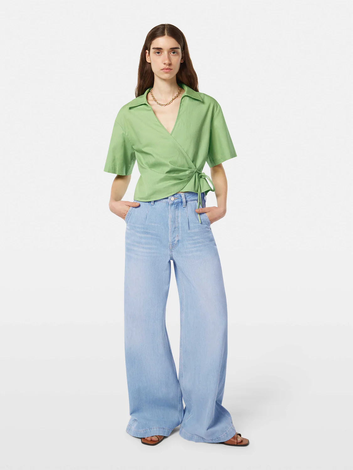 Structured Stripe Wrap Top