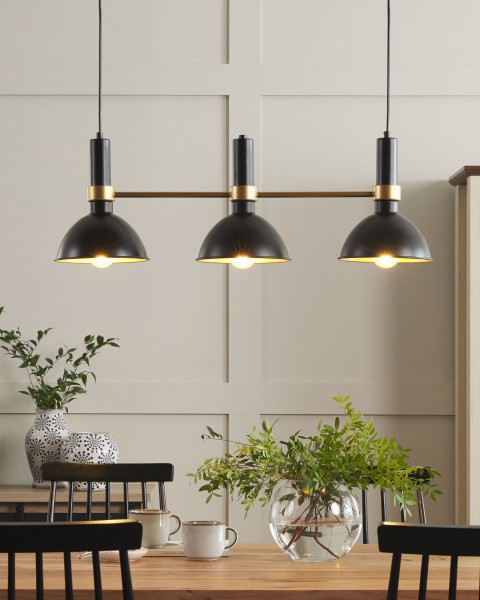 Lampa sufitowa metalowa czarna złota 3 światła