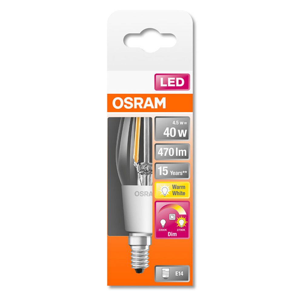 LYSPÆRE OSRAM LED GLOW DIMBAR E14 4,5W