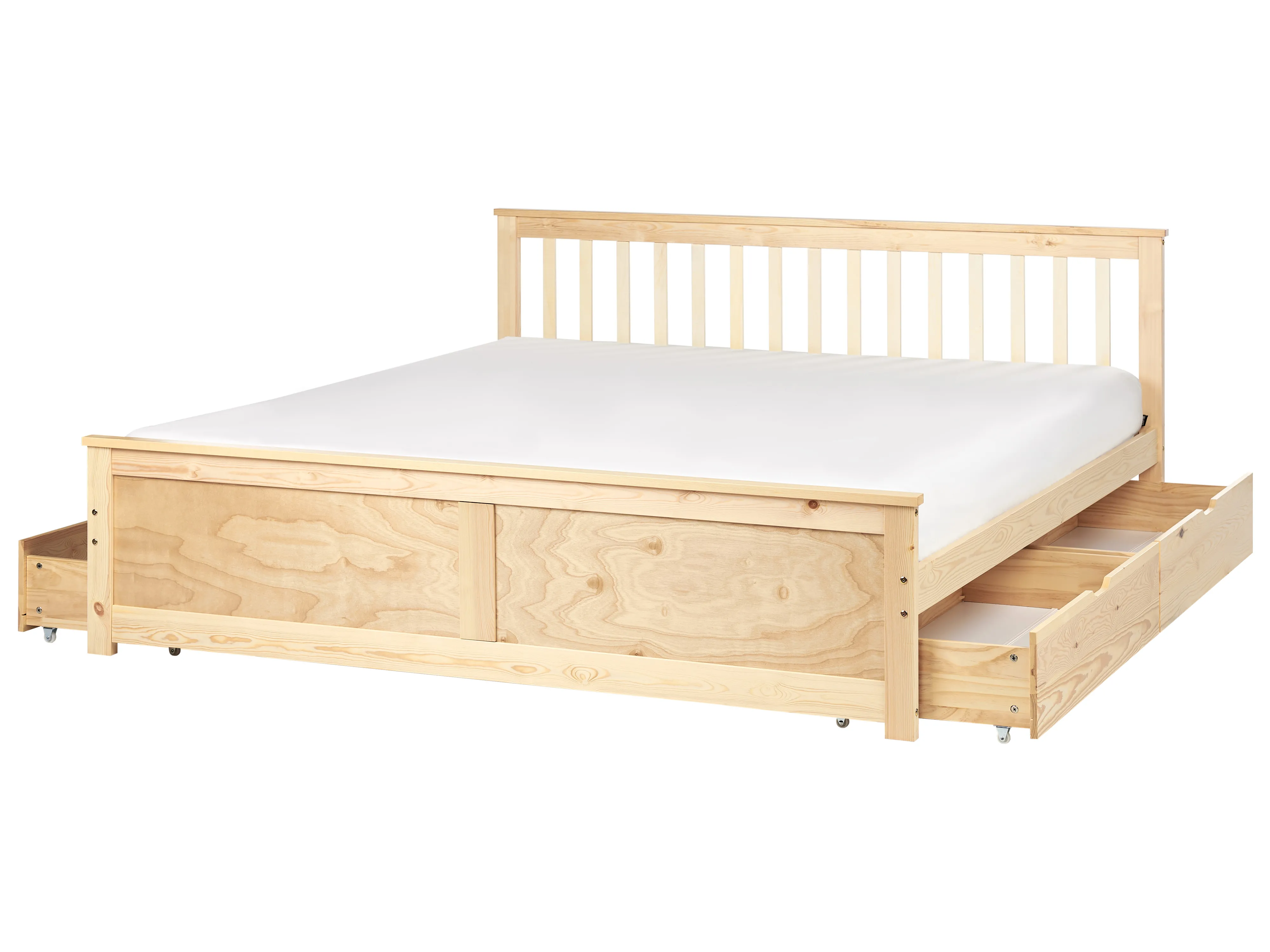 Bed with 4 Drawers Pine Wood OLENDON 180 x 200 cm (EU Super King) Light Brown