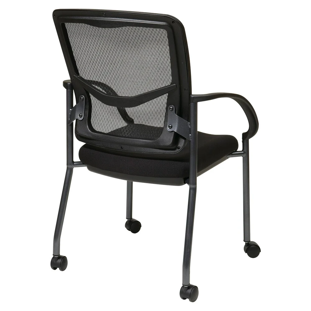 Pro-Line II Black Breathable ProGrid Rolling Visitor's Chair