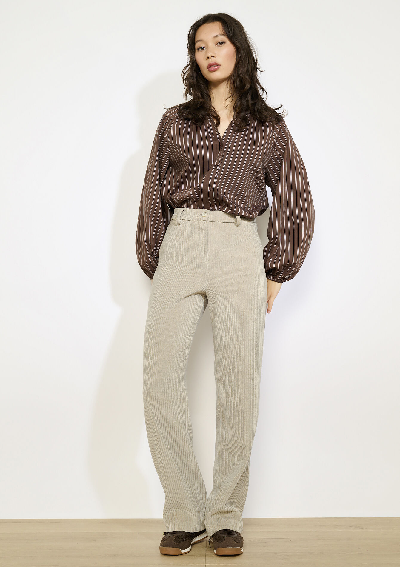 Ribfluwelen wijde broek