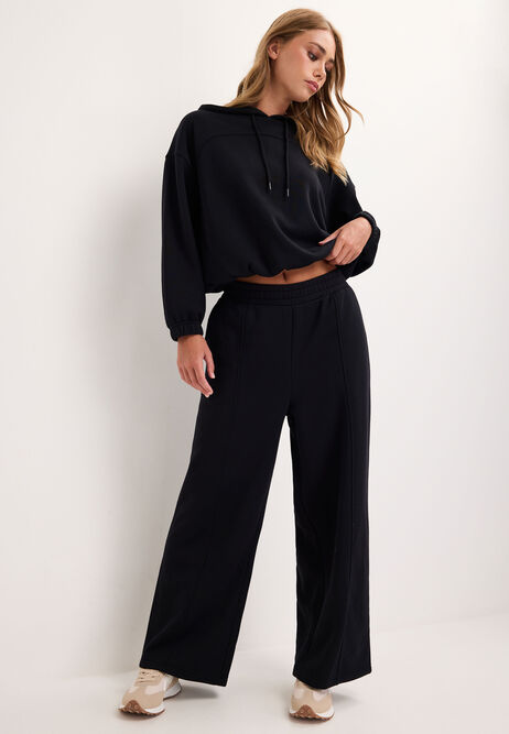 Womens Black Bubble Hem Hoodie