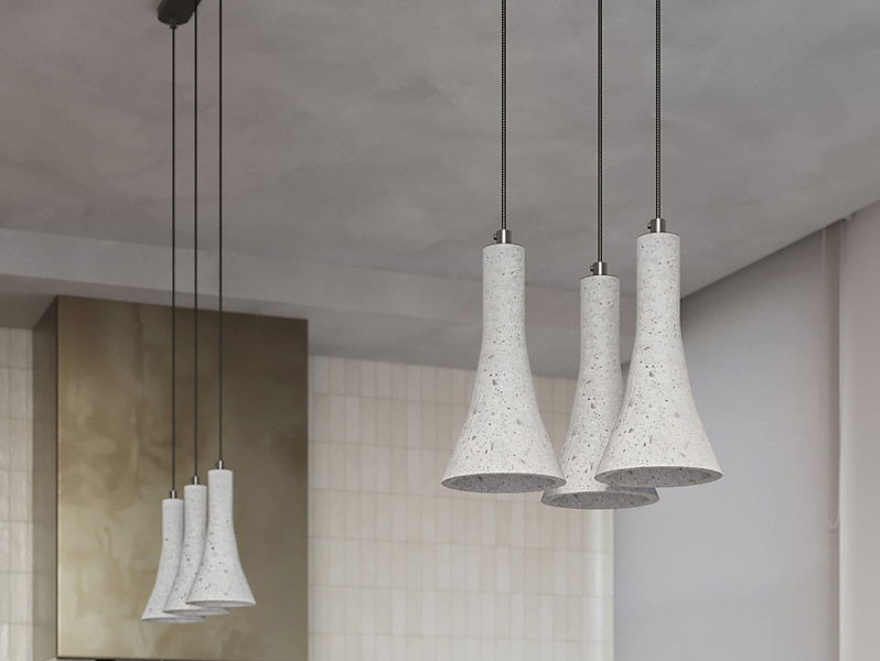 Lampa wisząca Rea 3-punktowa 110 cm betonowa szara