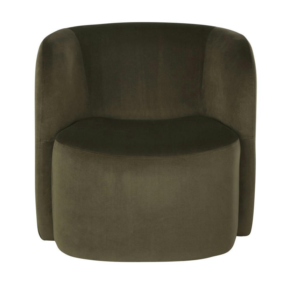 Bobun - Fauteuil en velours vert kaki