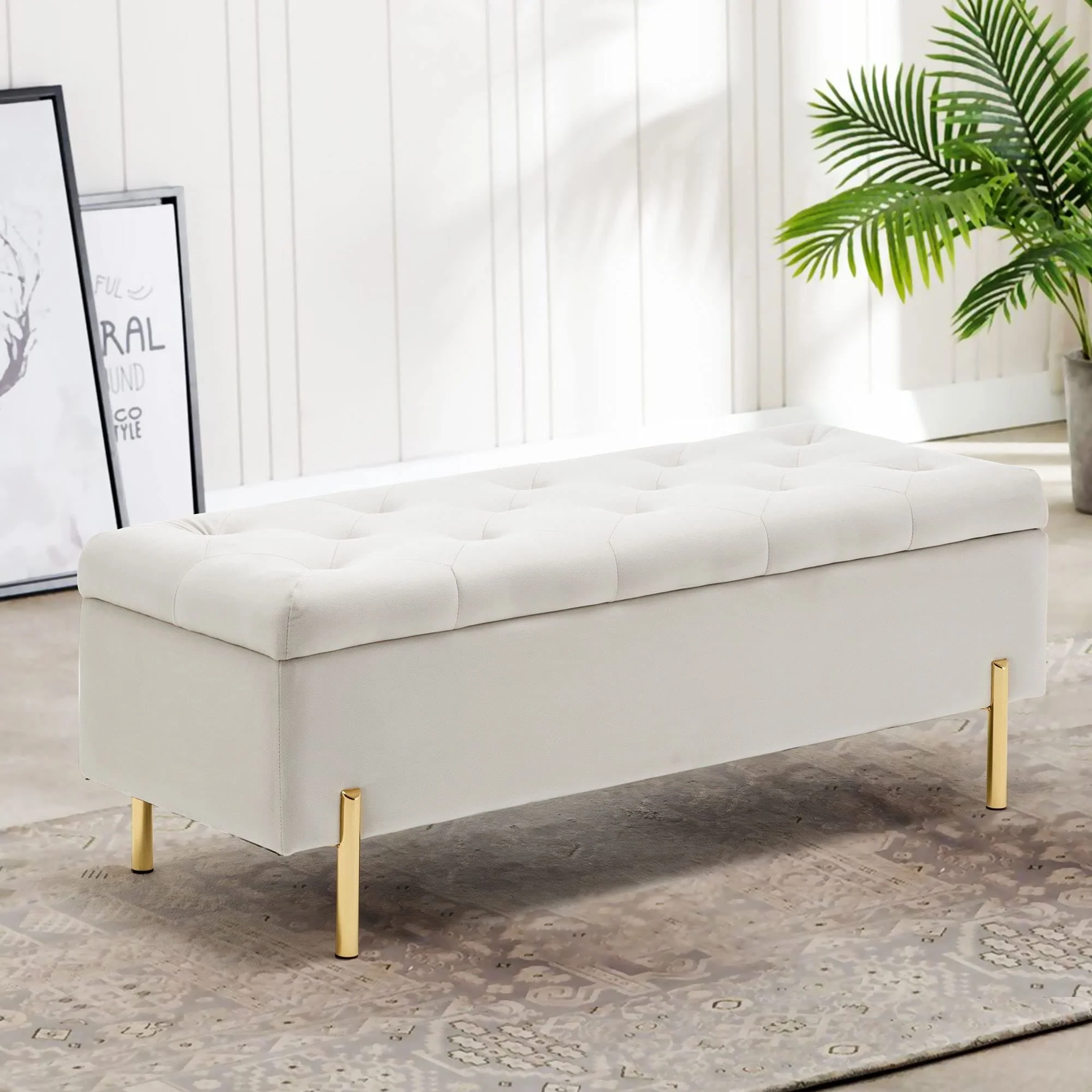 Andeworld End Of Bed Storage Bench,ottoman with storage for living room bedroom bench