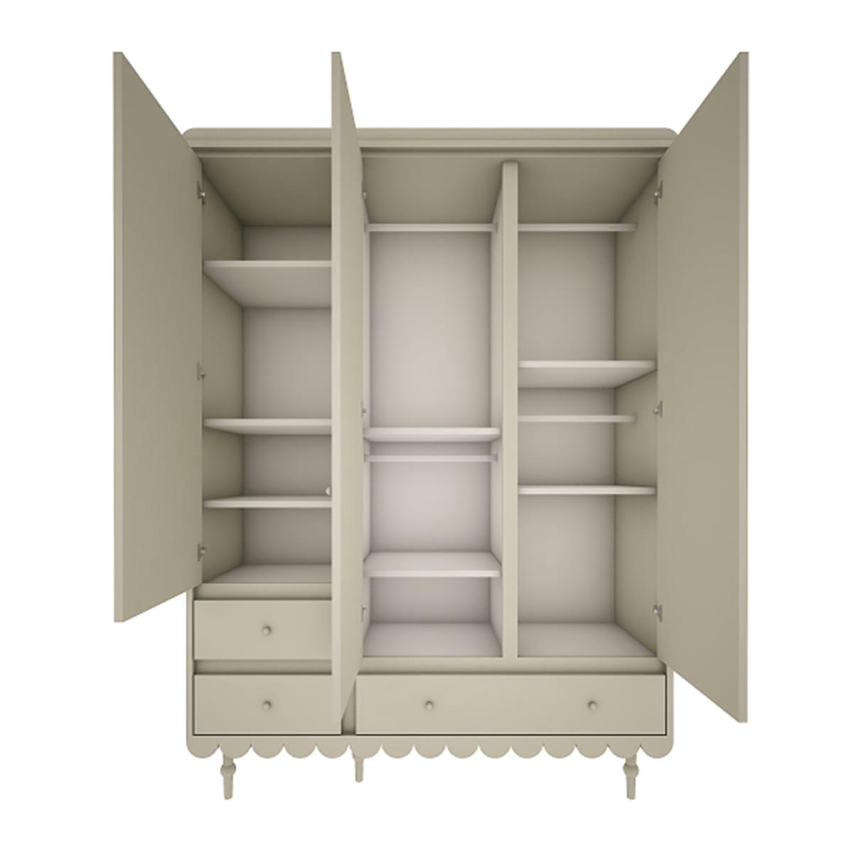 BABUSHKA - Armoire 3 portes 3 tiroirs olive