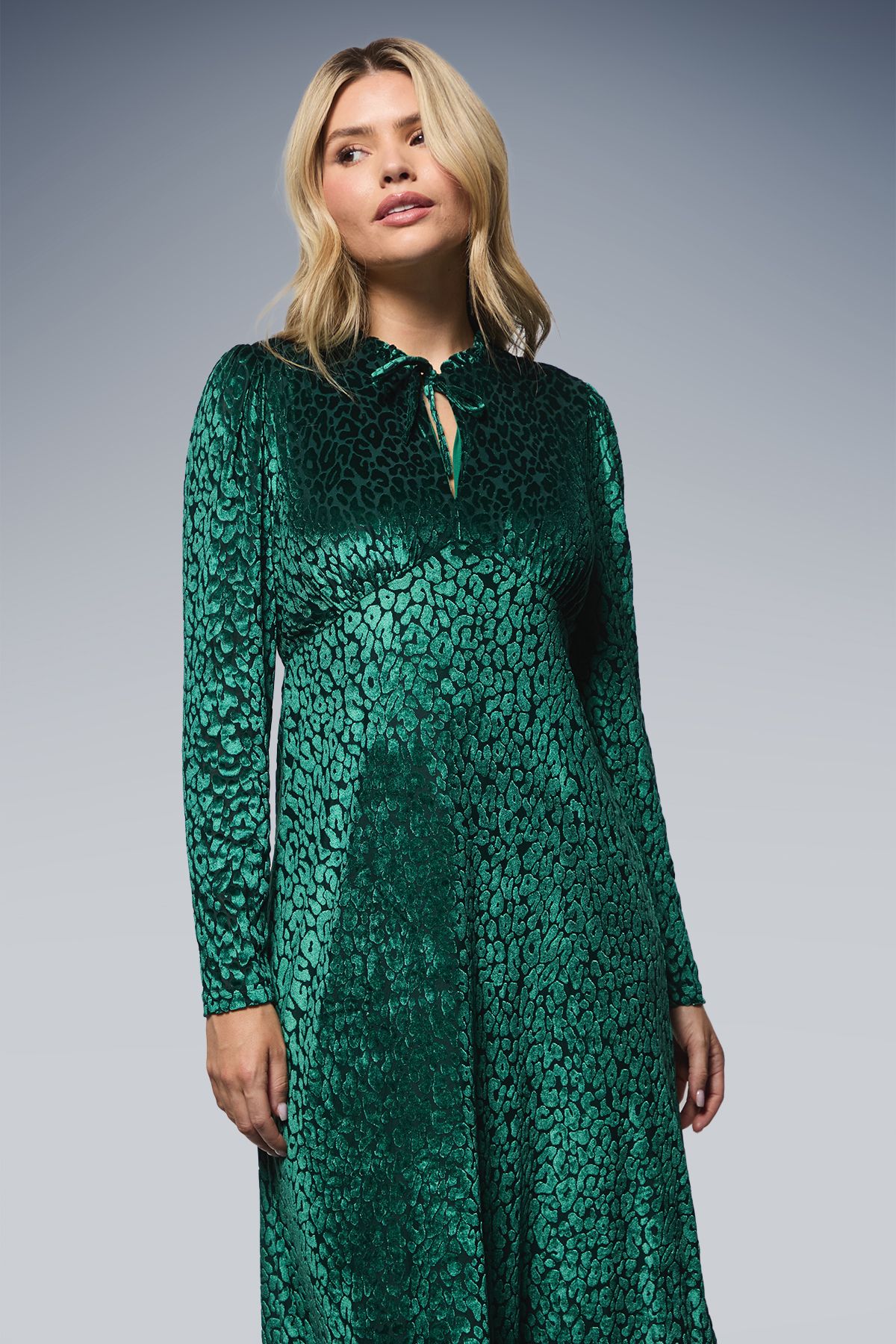 Dorothy Perkins Leopard Burnout Long Sleeve Midi Dress