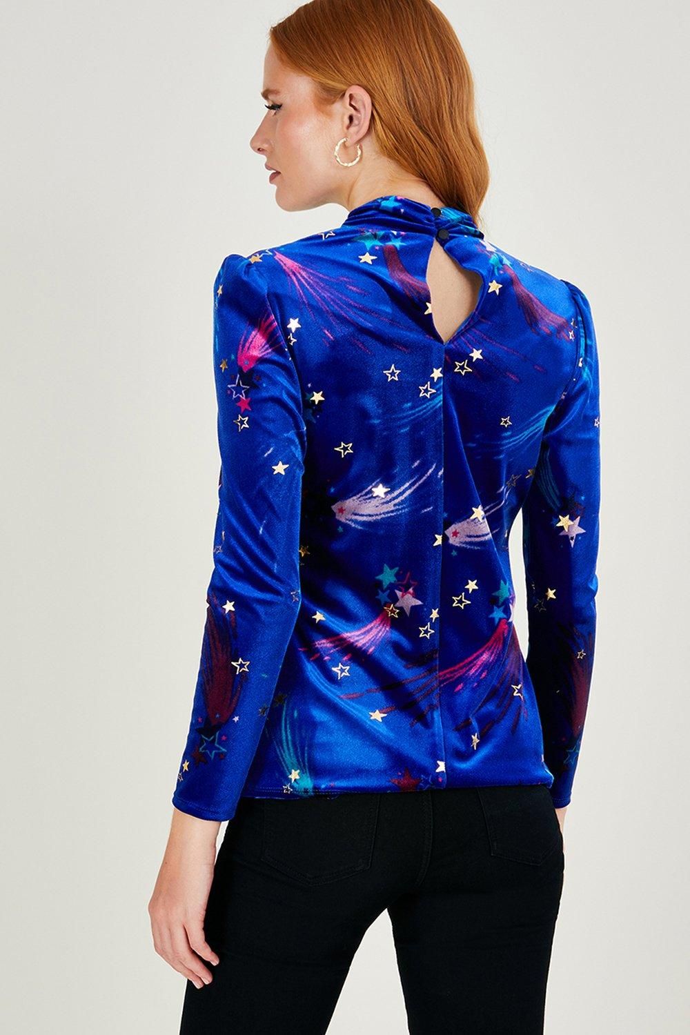 Monsoon Ginny' Star Print Velvet Top