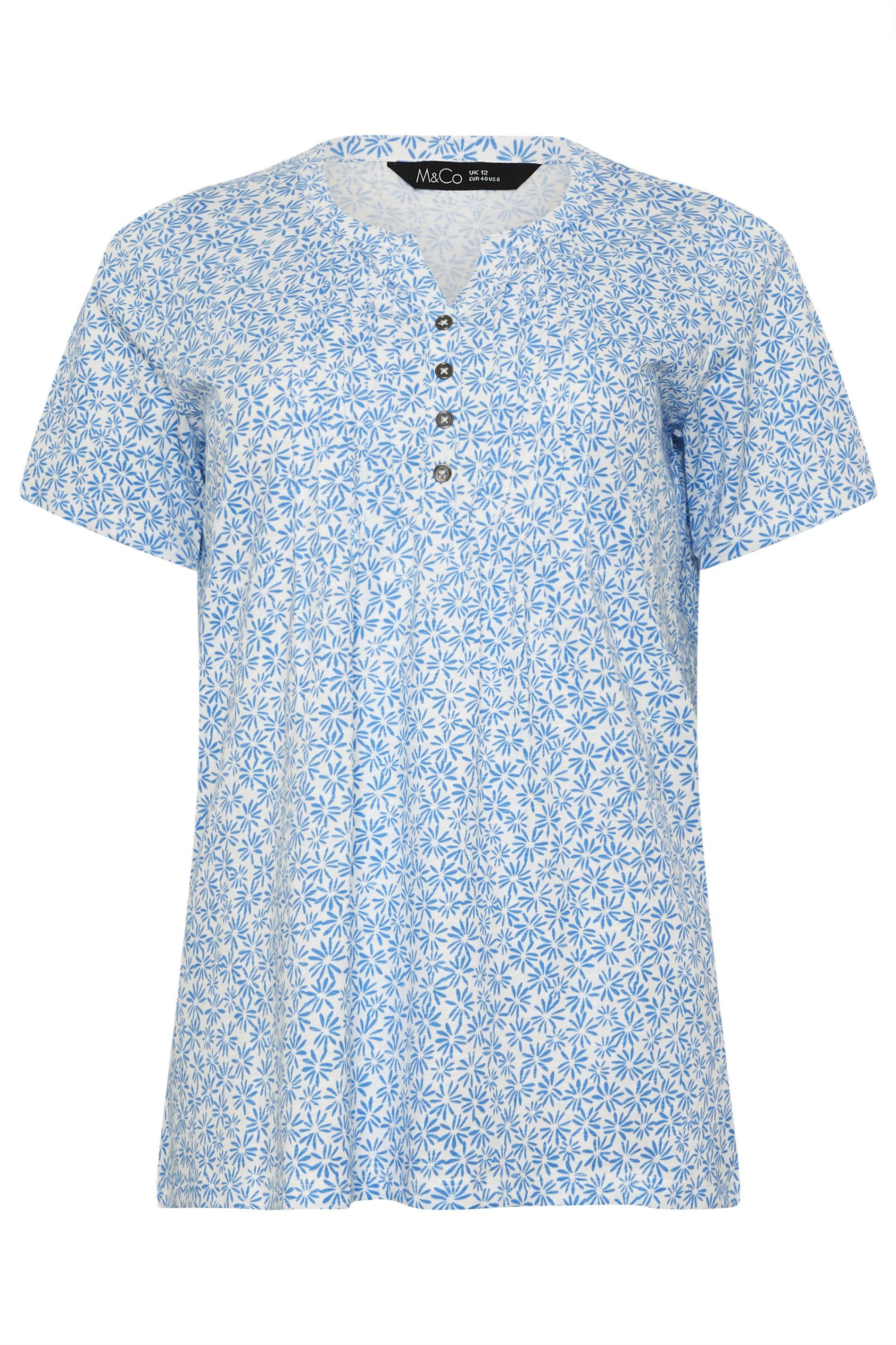 M&Co Short Sleeve Cotton Henley Top