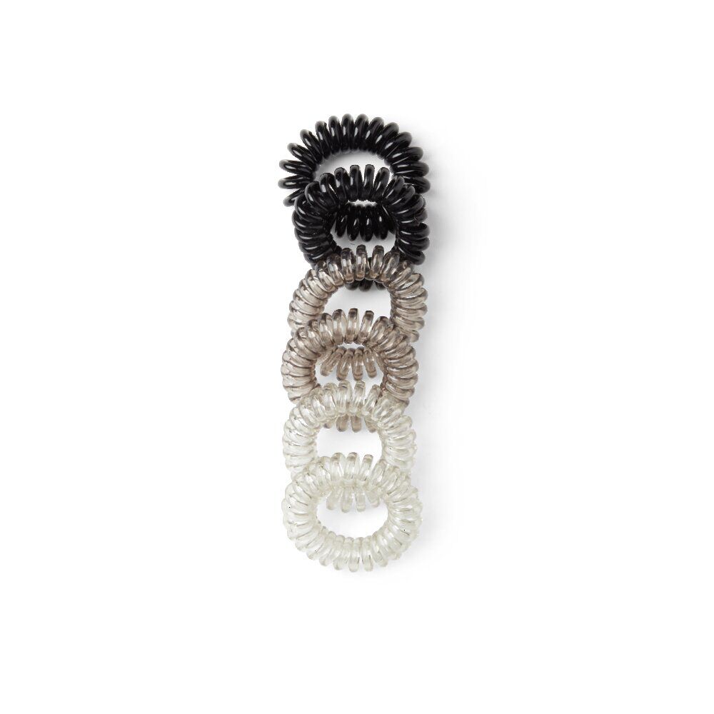 Lot de 6 élastiques à cheveux spirale caoutchouc 3 coloris