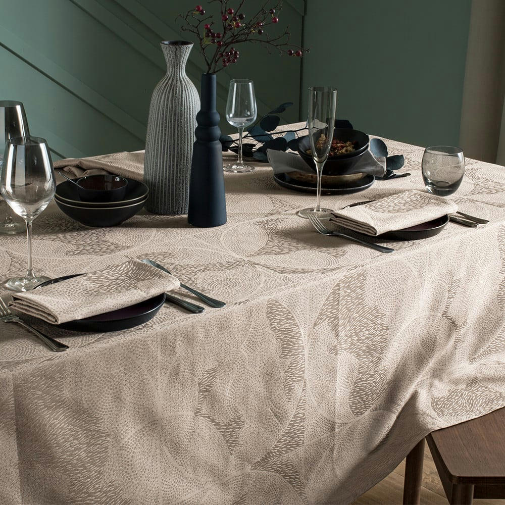 MILLE GOUTTES TAUPE - Set enduit imperméable pur coton brun 48X32