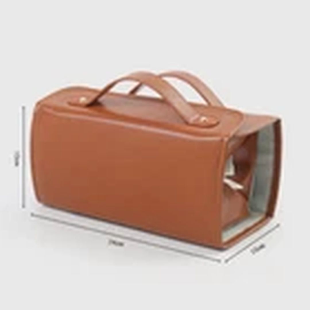 Havendro Brown Leather Waterproof Detachable 4-in-1 Cosmetic Bag