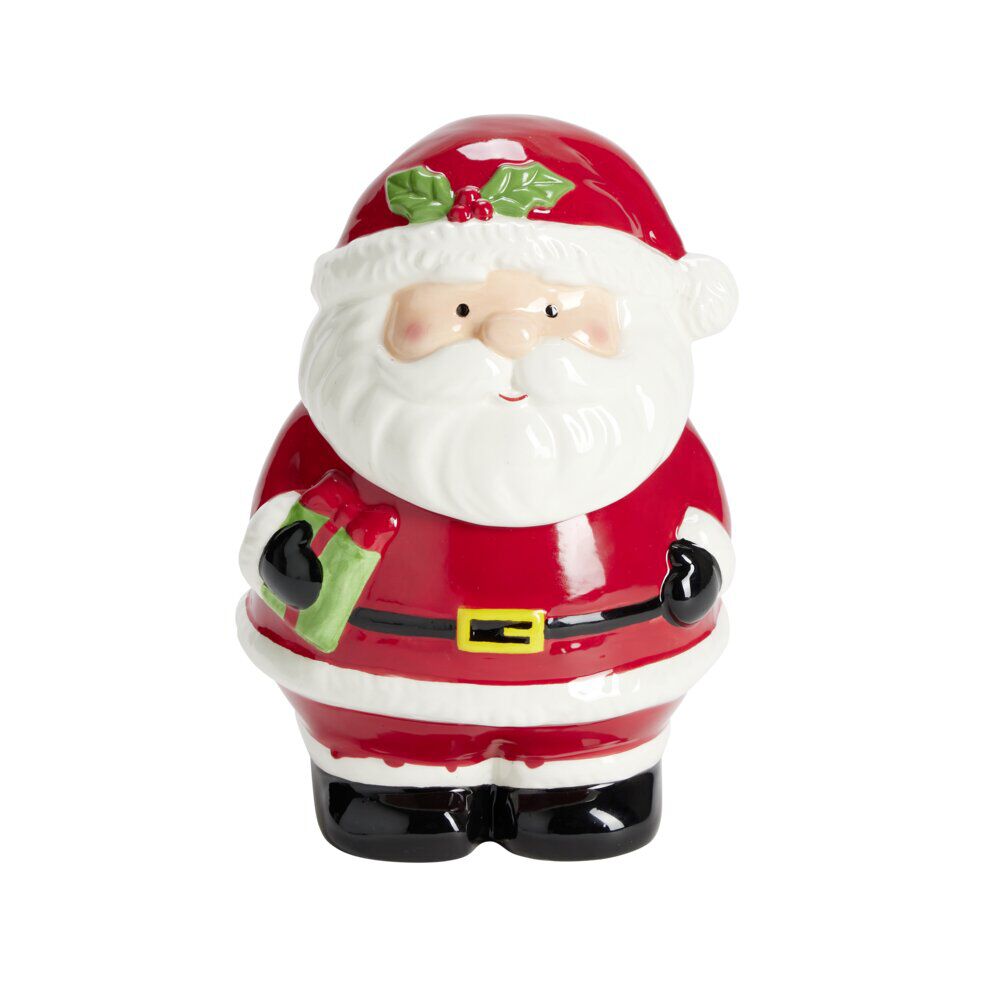 Bonbonnière Père No&euml;l céramique rouge et blanc 16x15xH22cm