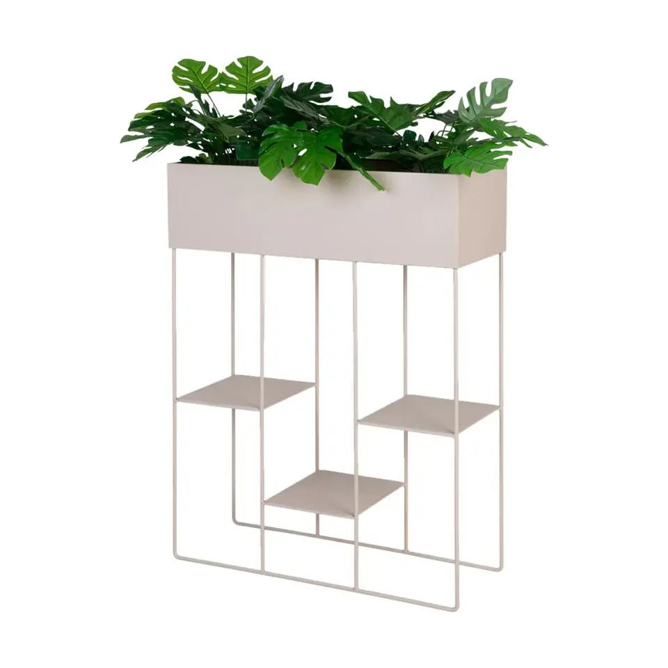 Artichok Pepijn Staande Metalen Plantenbak Beige