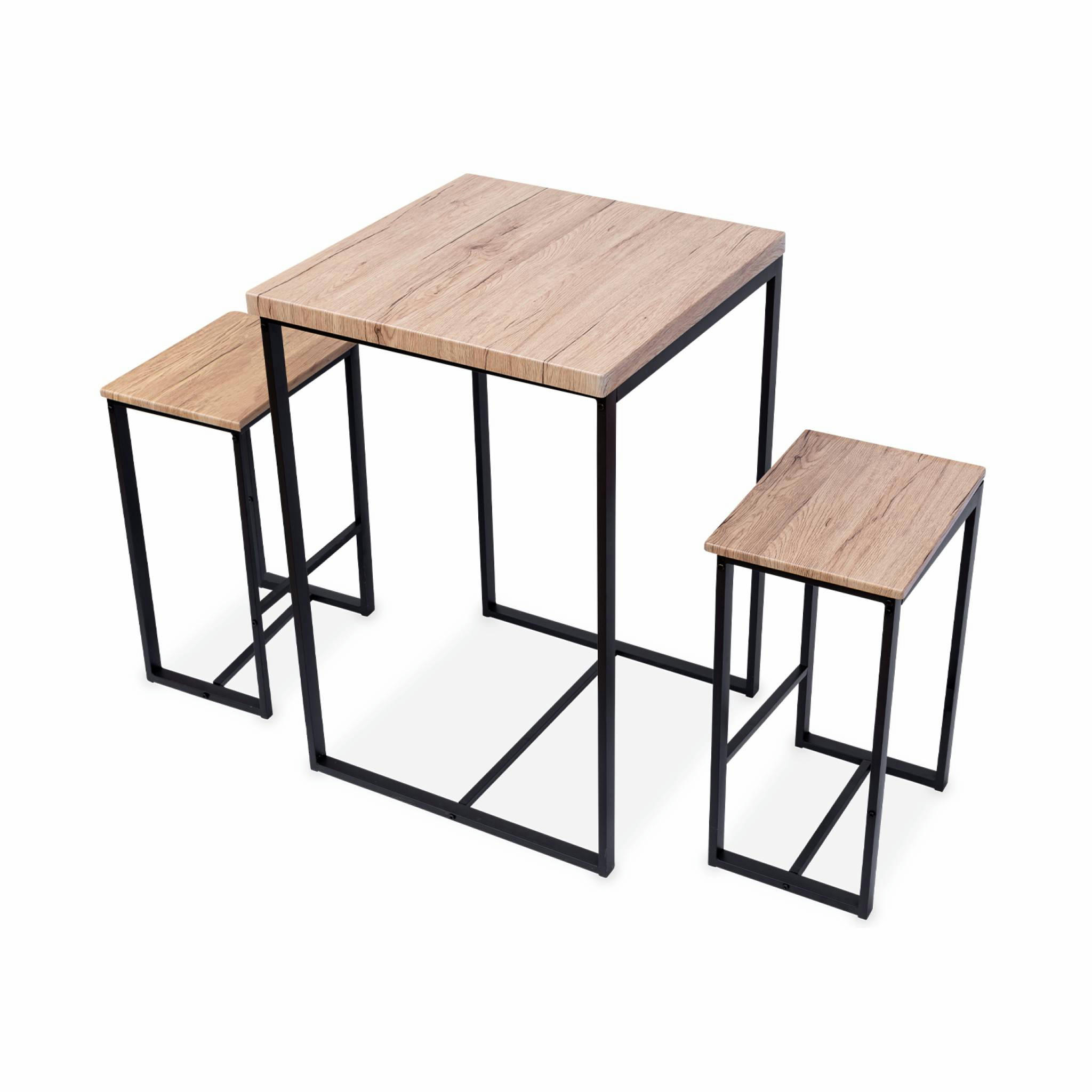 LOFT - Set table haute avec 2 tabourets de bar