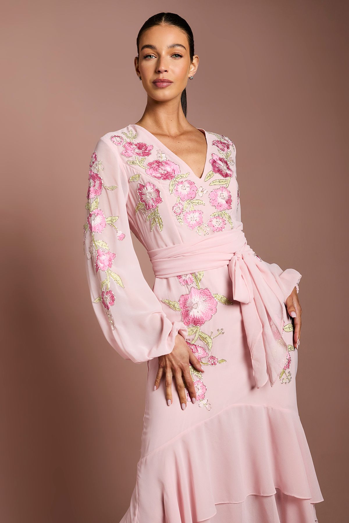 Coast Sequin Embellished And Embroidered High Low Maxi Dress