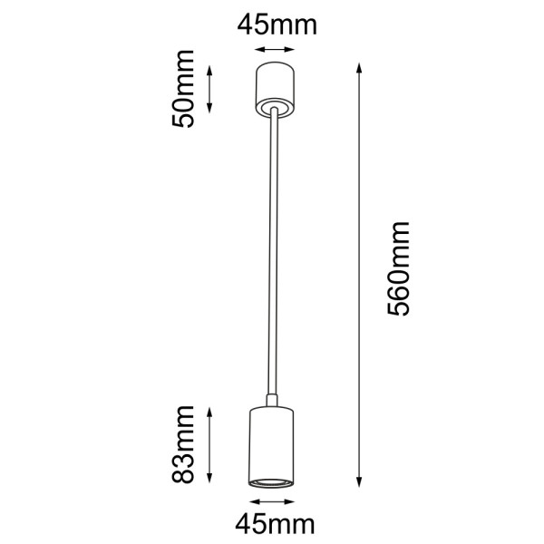 Lampa wisząca czarna DAKATA 1xGU10x4W wym: 56x4,5x4,5 cm Shilo