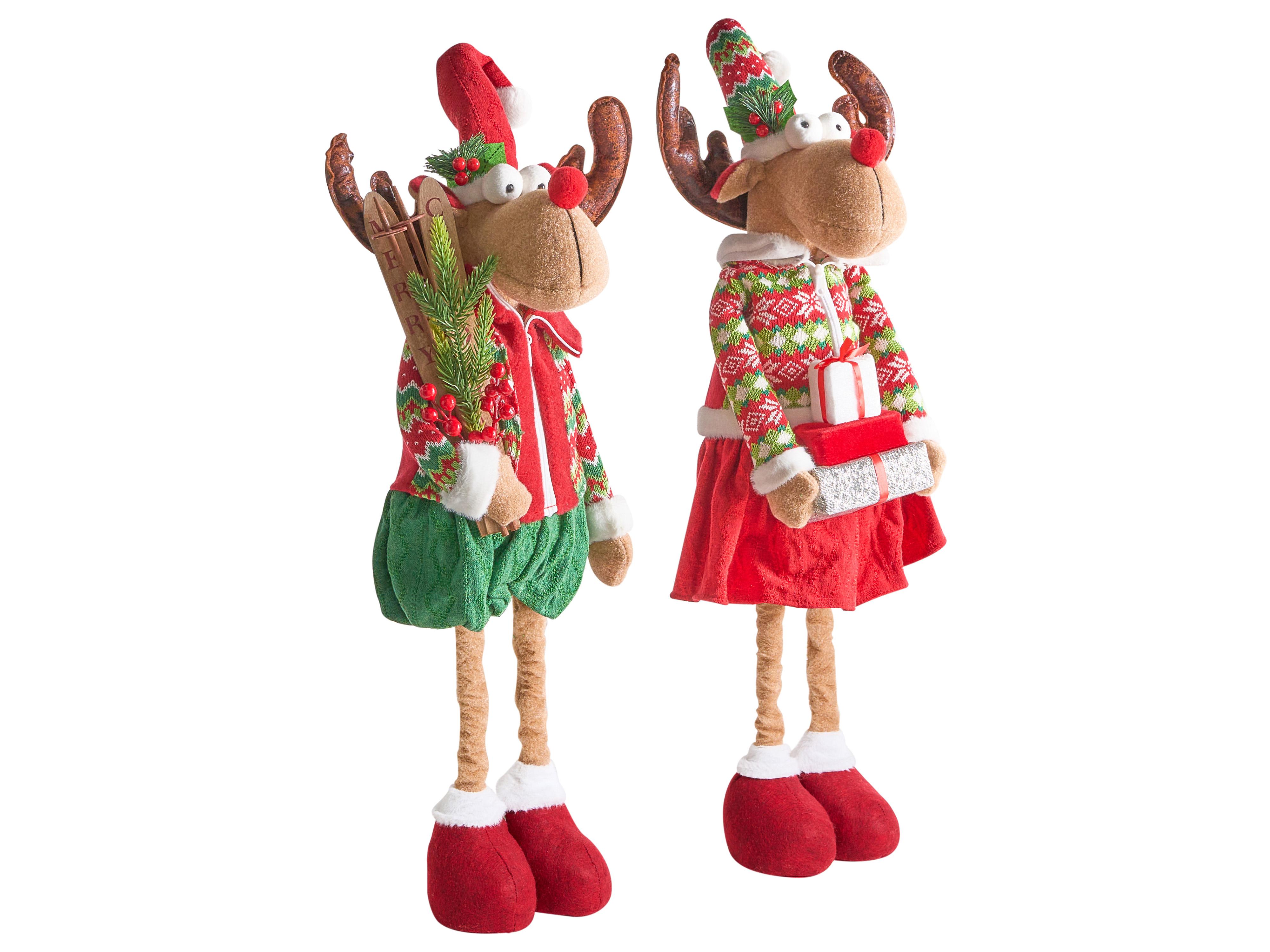 Set of 2 Christmas Decorations ULDALSANA Reindeer 66-95 cm Multicolour