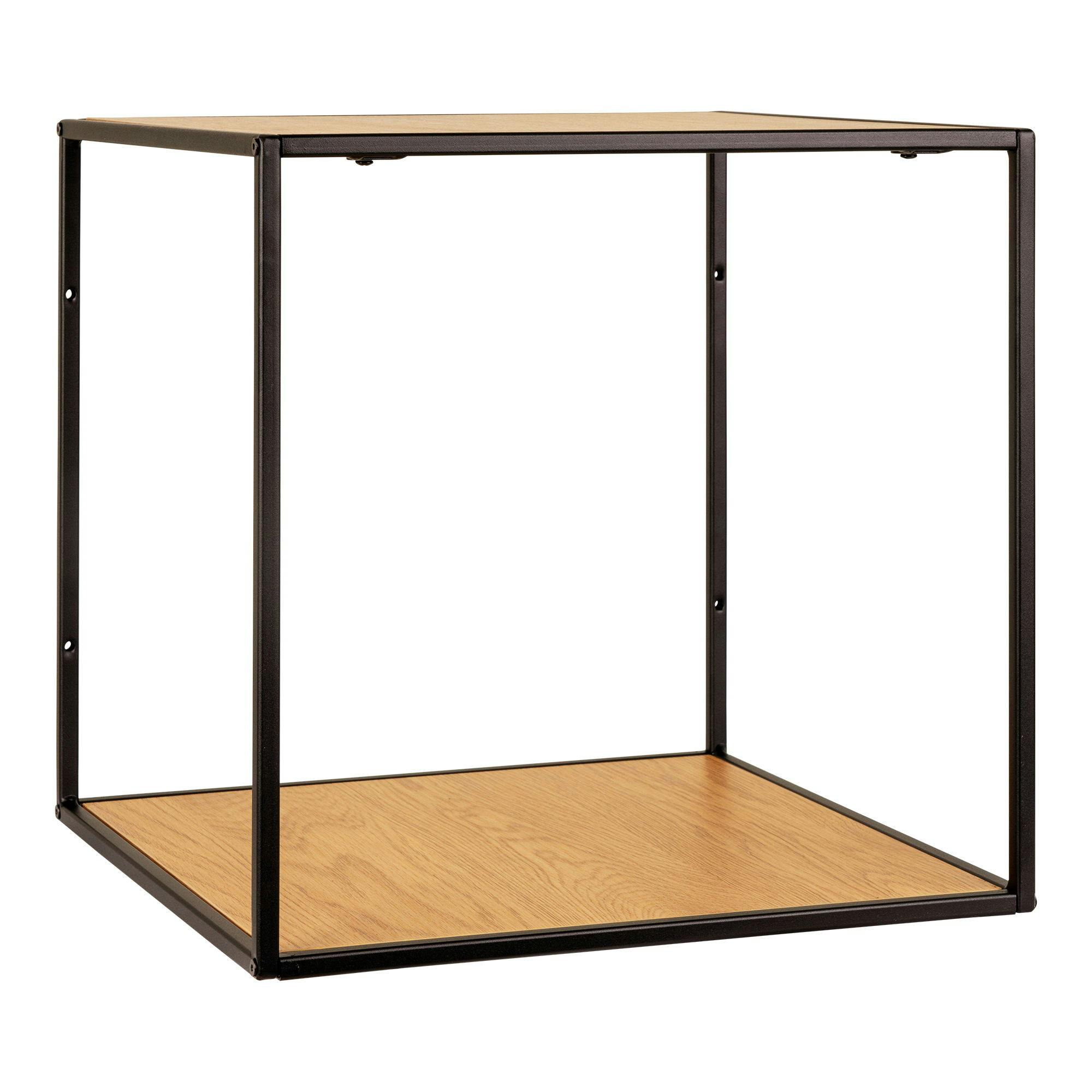 Etagère cube design effet bois clair et métal noir TALLINN