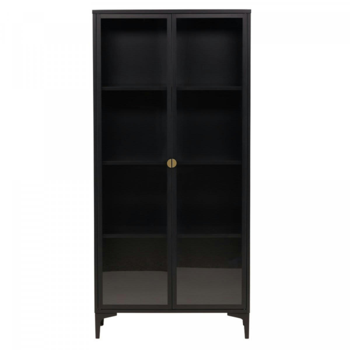 DIDI - Buffet haut avec portes vitrées en métal 190cm DIDI noir