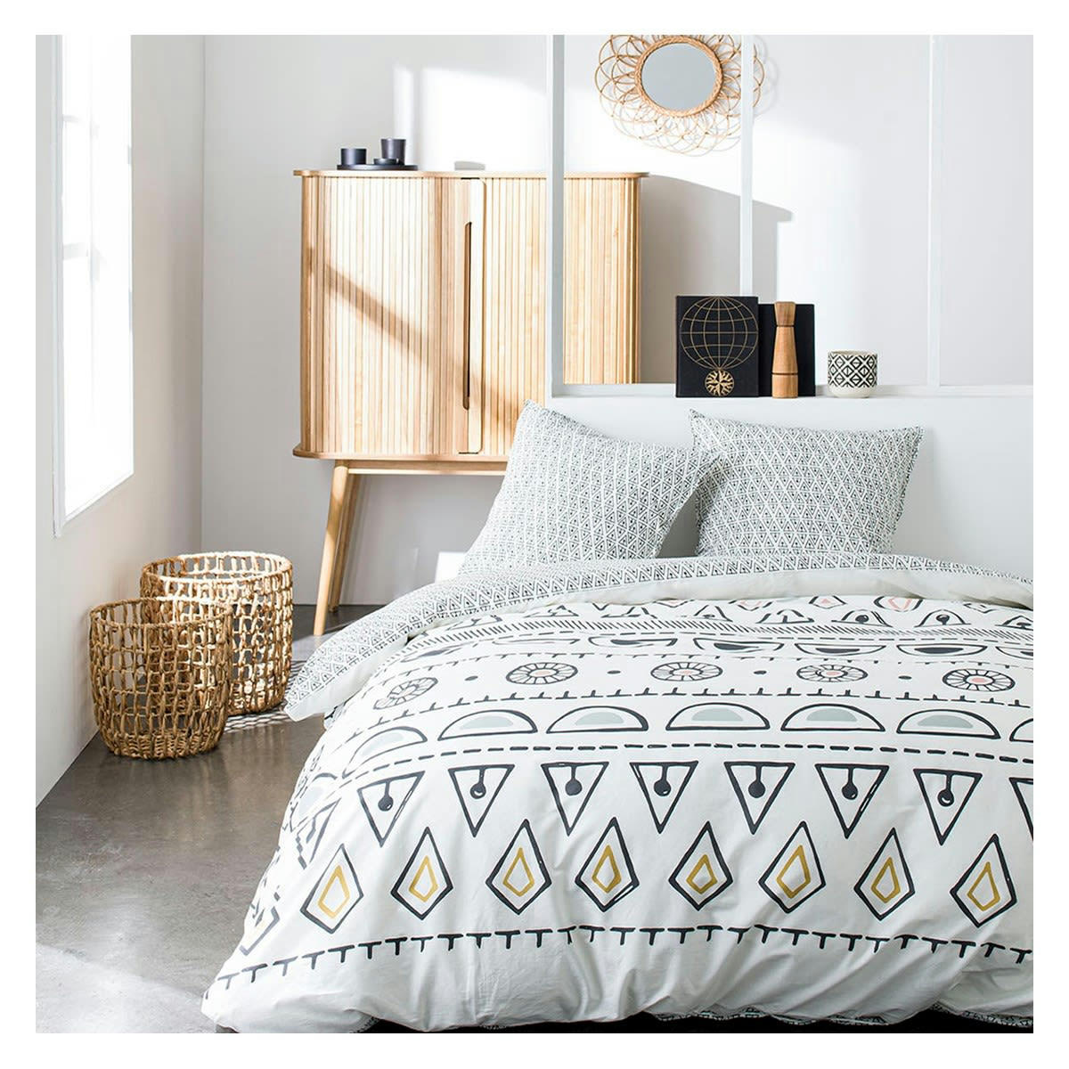 ROSANA - Parure housse de couette coton blanc 240x260 cm