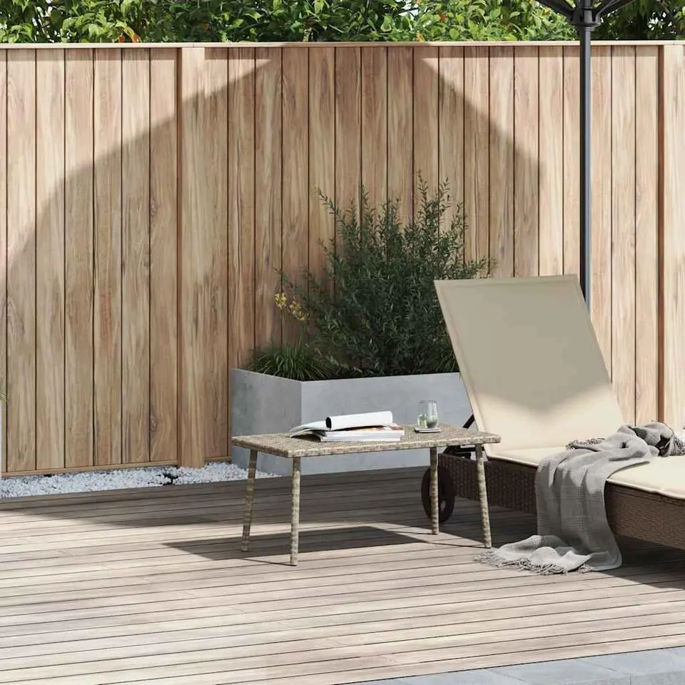 vidaXL - Tuin Salontafel - Grijs - Poly rattan - 80 x 40 x 37 cm