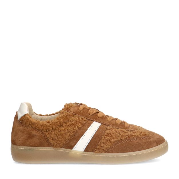 Bruine suède teddy sneakers