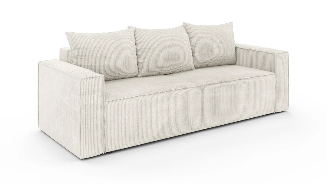 Wygodna kanapa z funkcją spania CORI kremowa sofa rozkładana do salonu
