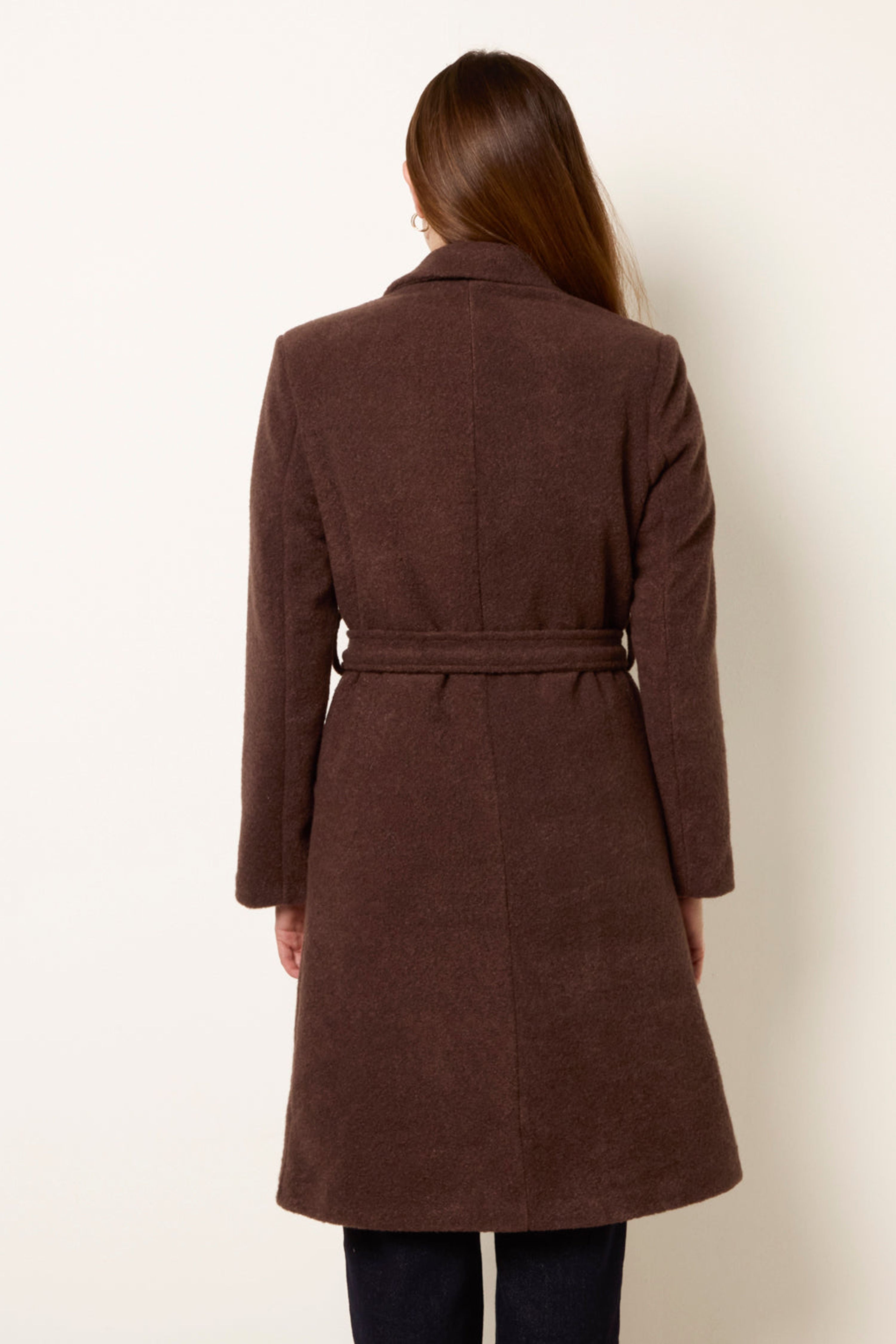 Blue Vanilla Brown Belted Long Coat