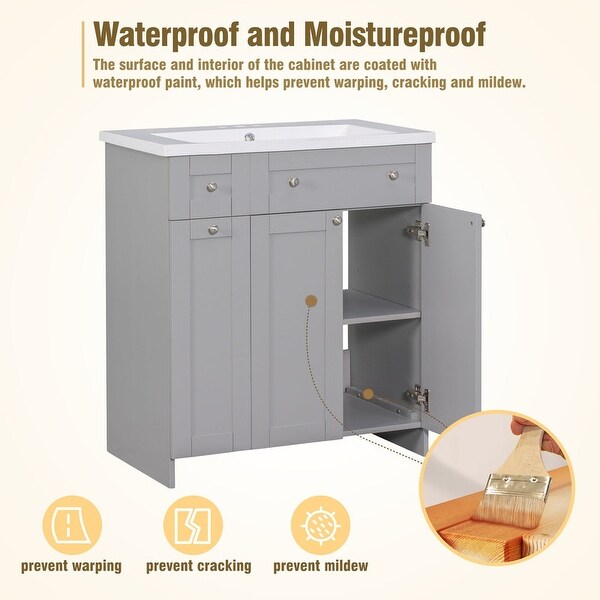 30 in Bathroom Vanity with Single Sink ,Combo Vanities with Wood Frame