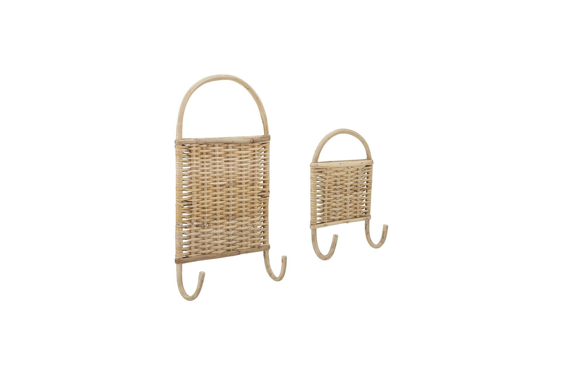CHRISTIANE - Lot de 2 crochets en rotin beige
