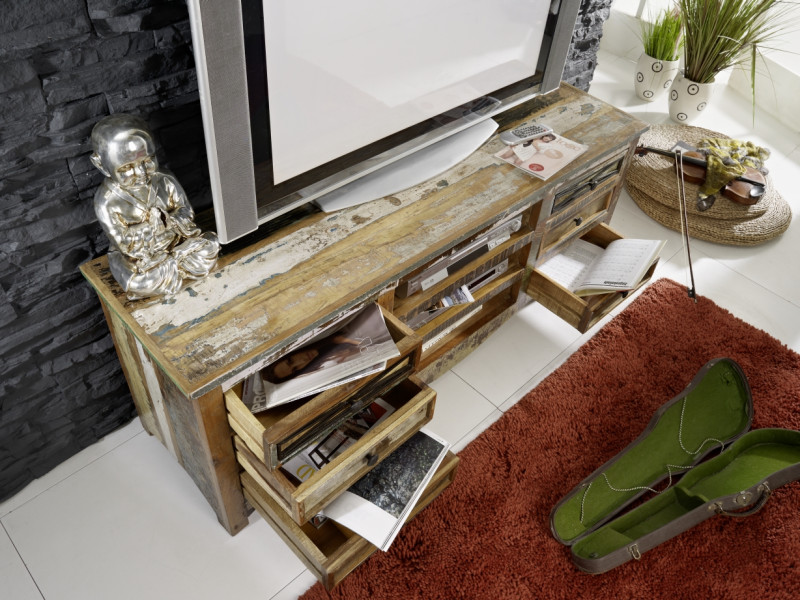 SPIRIT Szafka RTV #16 Drewno z odzysku Lakier 160x45x60 cm