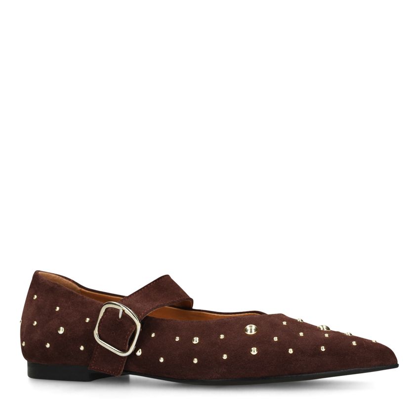 Manfield Bordeaux rode suède loafers met goudkleurige studs