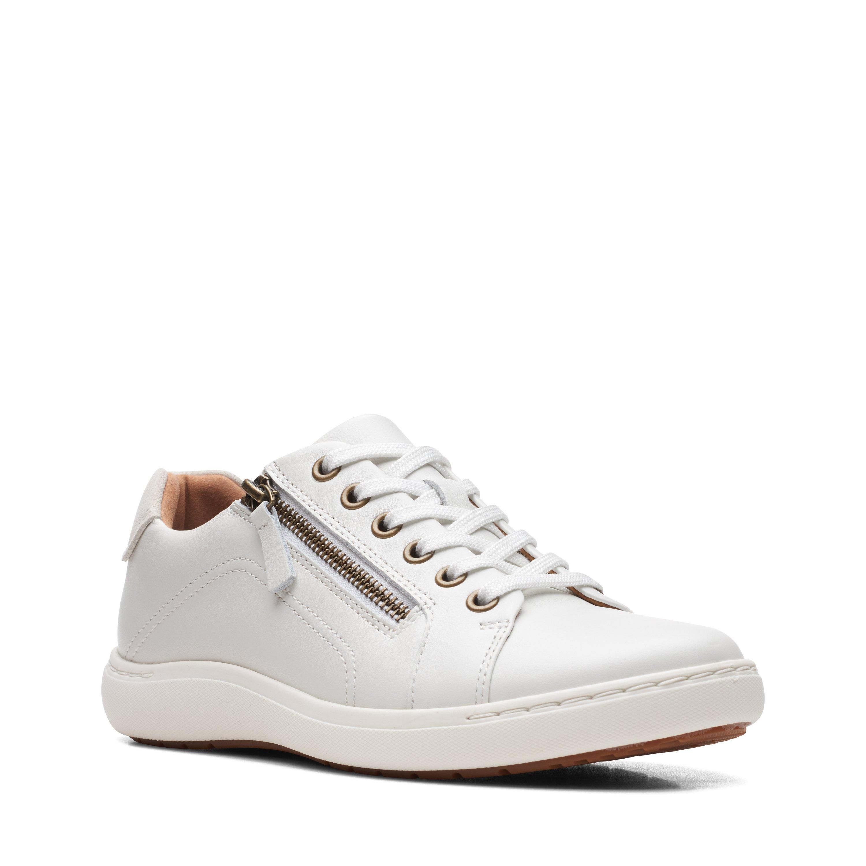 Clarks Nalle Lace White Leather Trainers
