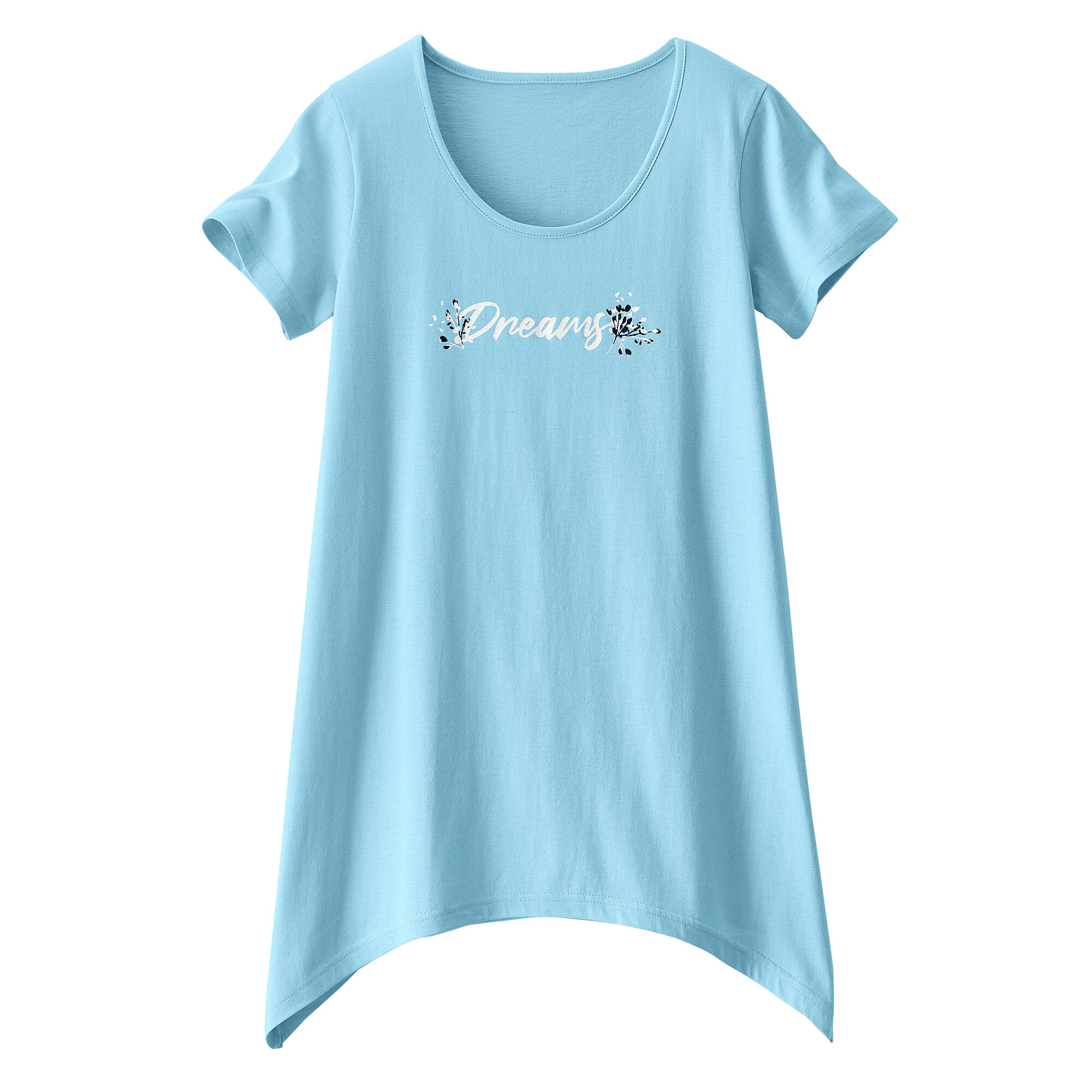 T-shirt asymétrique manches courtes &ndash; turquoise