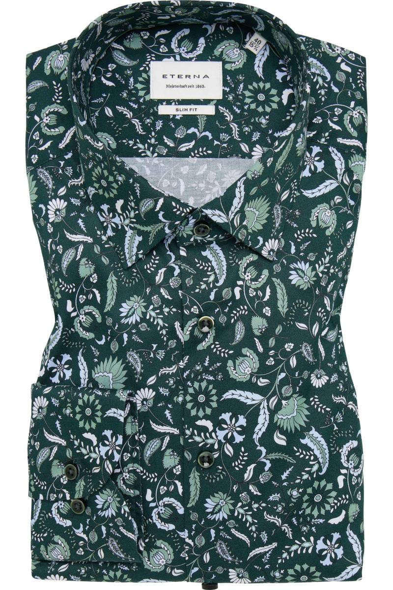 ETERNA Slim Fit Hemd grün, Bedruckt