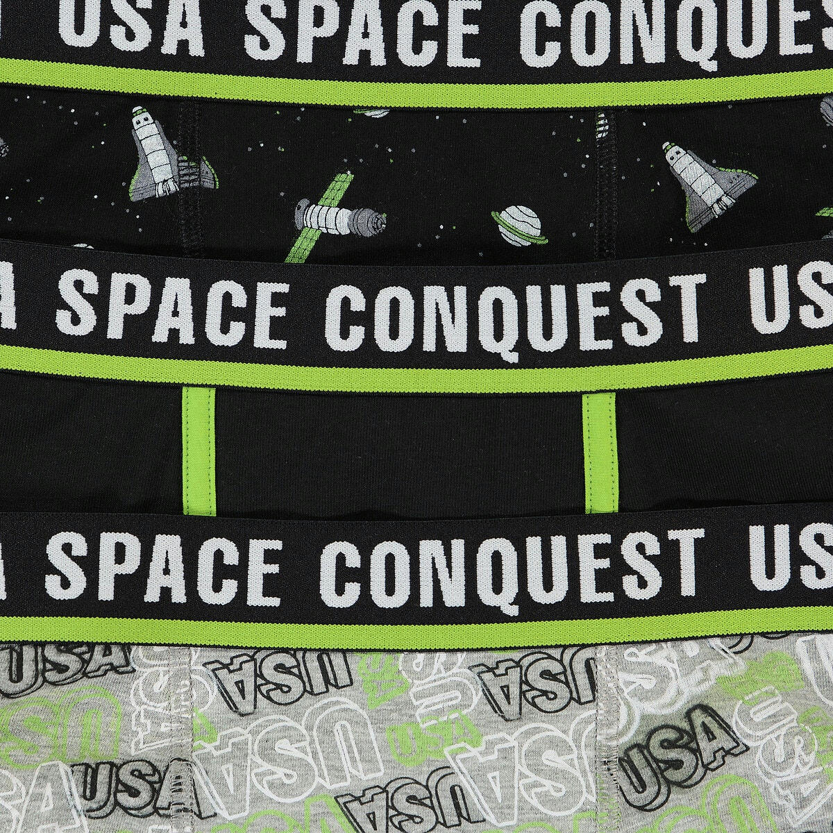 Lot de 3 boxers en coton imprimé espace