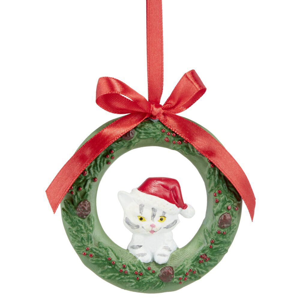 Couronne de No&euml;l avec animal à suspendre Ø7cm (2 modèles)